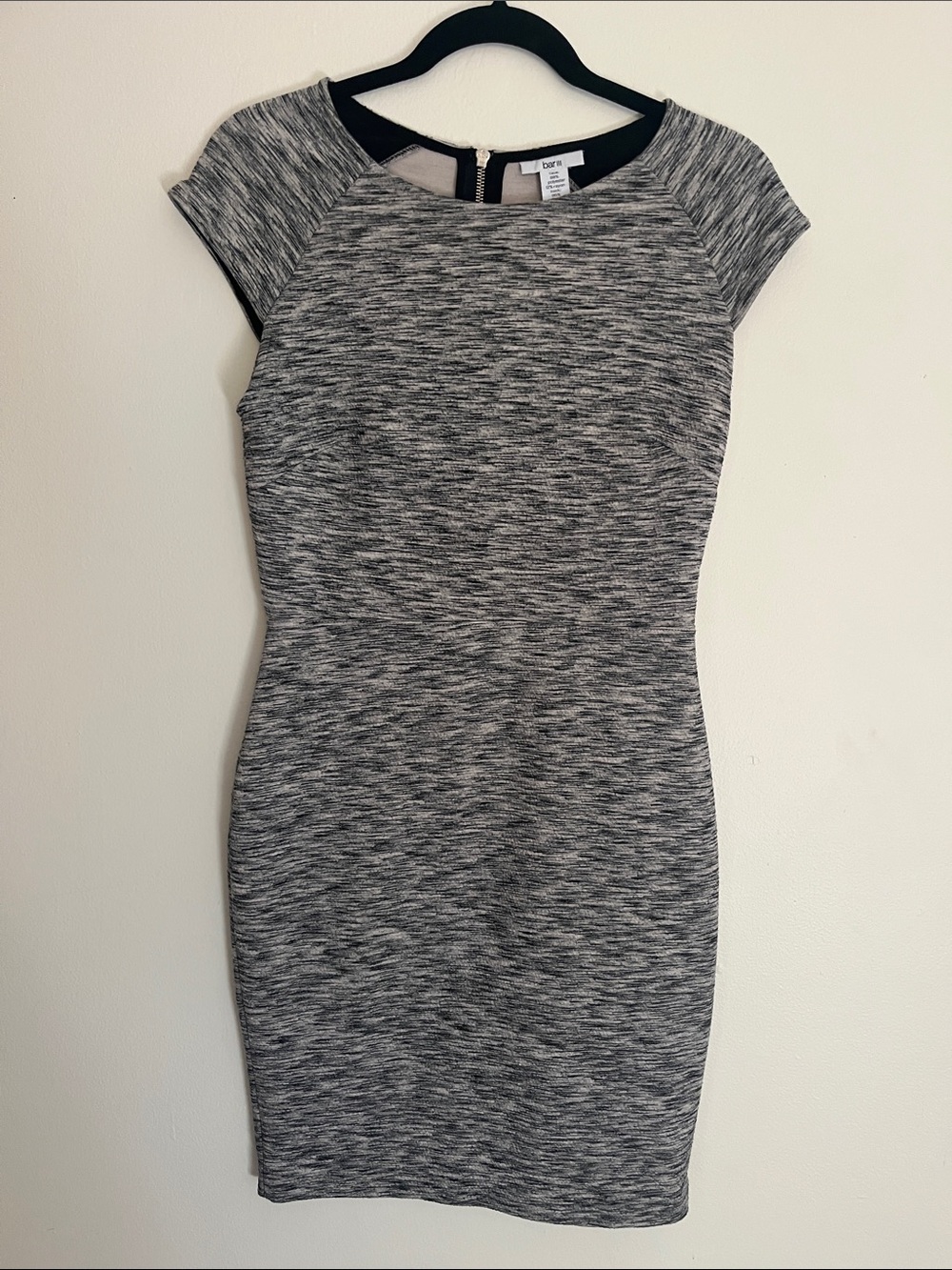 Bar III Heathered Gray Short Sleeve Bodycon Dress